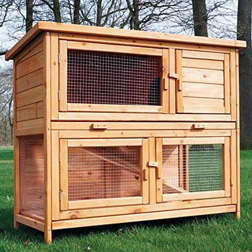 Cage Clapier Enclos Lapin Extérieur en Bois Haute Qualité pour Lapins Petits Animaux- Modèle : 022 Mukkel 104 x 55 x 94 cm