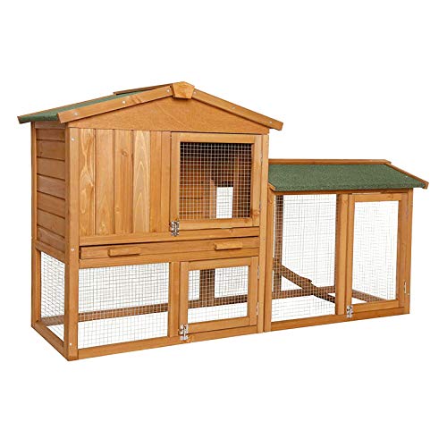 lionto Clapier Bois pour Lapins Petit enclos Animaux Clapier d’extérieur 147x52x85 cm