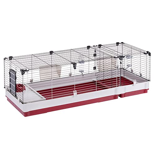 Ferplast Krolik 160 Cage Clapier, Kit de Montage, Extension Séparable grâce aux Grilles Métalliques, Accessoires Inclus pour Lapins, Cochons d'inde, 162 x 60 x 50 cm