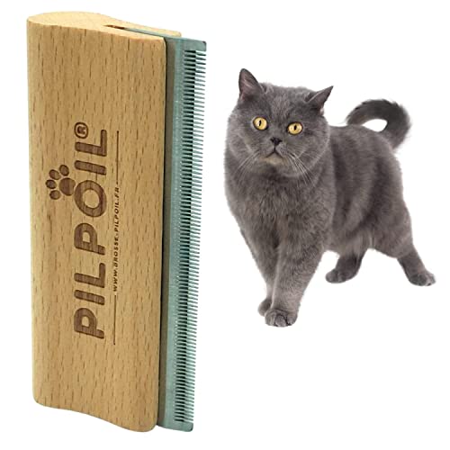 Pilpoil Brosse Anti poils pour chat, chiot, chien, lapin. Enlève facilement 95% du sous poils morts. Accessoire pelage animaux de compagnie. Outil toilettage professionnel. Taille S