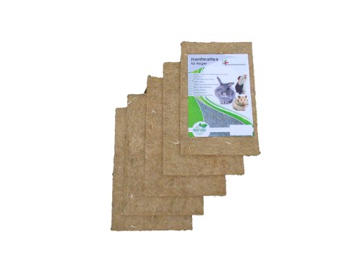 pemmiproducts Tapis pour rongeurs en Chanvre, 40x 25 cm, épaisseur 10 mm, Lot de 5(EUR 3,98/pièce). Tapis en Tant Que pour Les Lapins, cochons d'Inde, Hamsters, dègues, Rats et d'autres rongeurs.