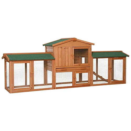 lionto Clapier Bois pour Lapins Petit enclos Animaux Clapier d’extérieur 212x52x85 cm