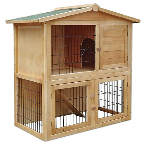 lionto Clapier Bois pour Lapins Petit enclos Animaux Clapier d’extérieur 98x54x100 cm