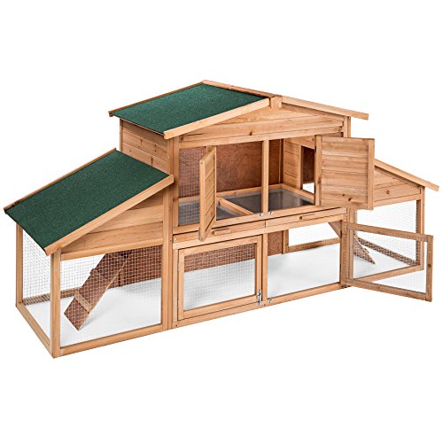 TecTake XXL Clapier Cage à Lapins à Deux Niveaux avec bac en Zinc pour Petits Animaux env. 226 x 77 x 96,5 cm
