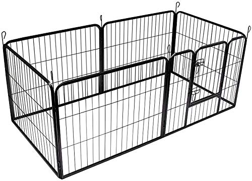 BUNNY BUSINESS Enclos Haute résistance pour Lapin/Chiot 6 Panneaux Gris Acier