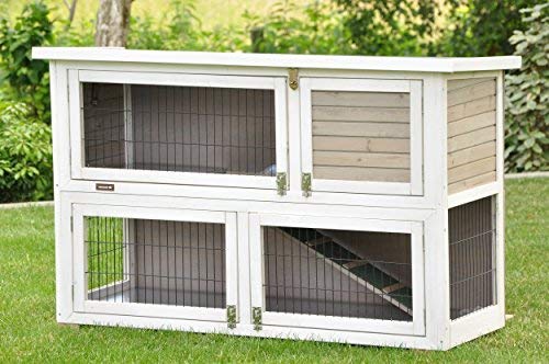 nanook clapier à Lapins Filou XL, 2 Niveaux, 130 x 83 x 49 cm (LxHxP) Couleur Blanc Gris