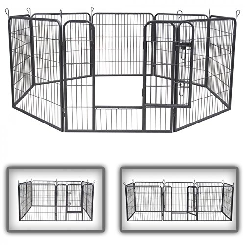 zoomundo Parc Enclos pour Chiens Métal pour Chiots Animaux Grillage Rongeur Petit avec Porte 8 Panneaux - L