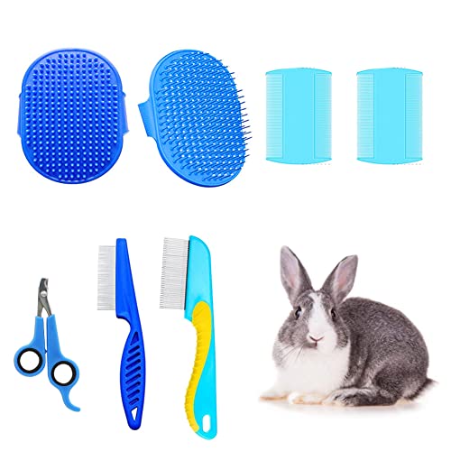 Brosse à Lapin, Trousse De Brosse à Petit Animal De Compagnie Brosse à Lapin, Brosse à Massage Pinces à Ongles De Lapin Trousse De Brosse à Petit Animal De Compagnie Pour Chats, Chiens, Lapins, (Bleu)